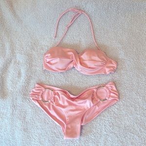 Victoria’s Secret bathing suit bandeau w/straps Pink 32 B small bottom